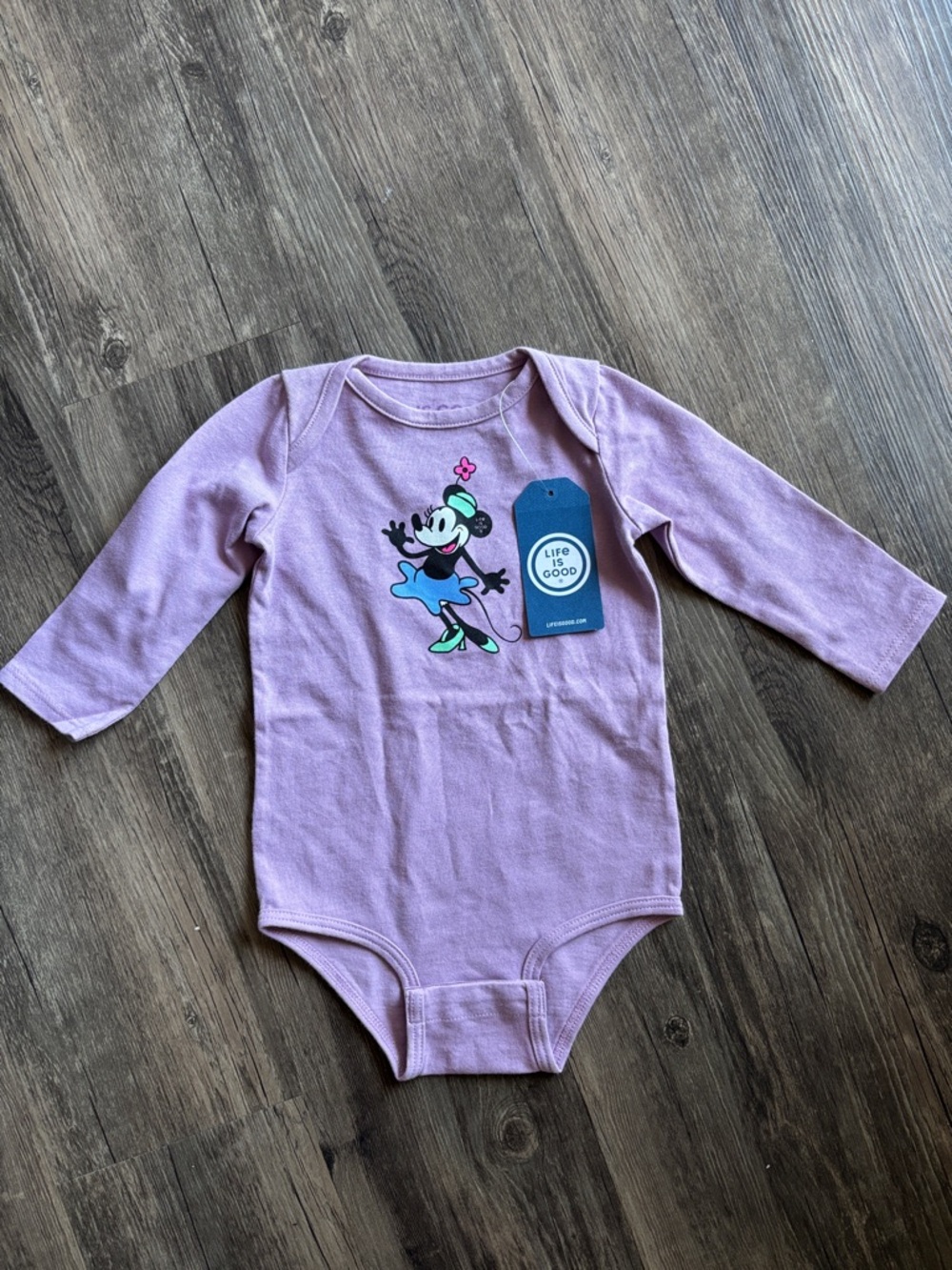 Life Is Good Baby Steamboat Willie Miss Mouse Long Sleeve Crusher Bodysuit